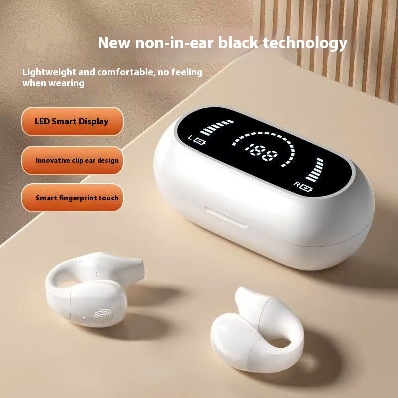 Ear Clip Bone Conduction Headphone Bluetooth-Compatible 5.2 HIFI Wireless Earphone Touch Handsfree Sports Noise Cancelling Headset with Mic