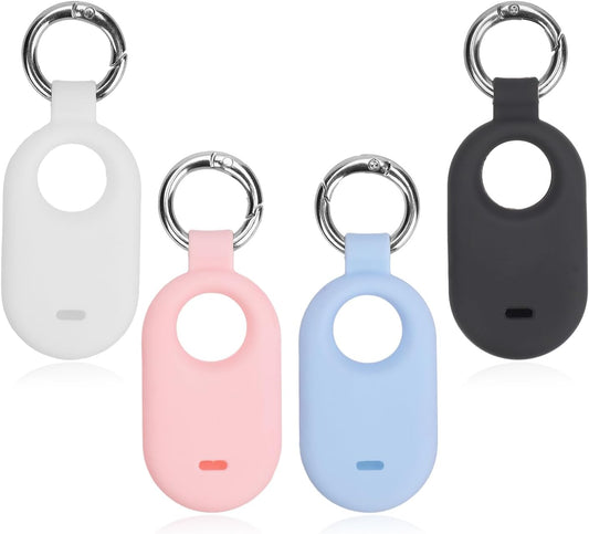 4Pcs Protective Case for Galaxy Smart Tag 2, Tracking Device Protective Silicone Skin Cover with Key Ring for Smart Tag 2 GPS Item Finders Accessories for Keys Wallet Luggage Kids Pets