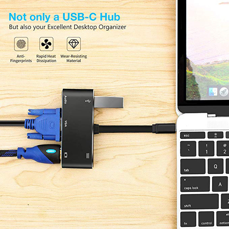 Type-C to HDMI VGA 5-In-1 HD Dual Display Converter