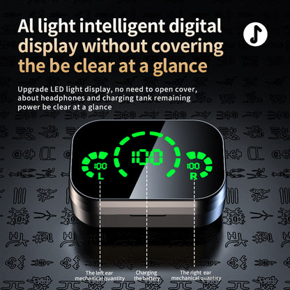 YD03 Wireless Bluetooth-Compatible Headset TWS Large Screen Smart Digital Display in Ear Breathing Light