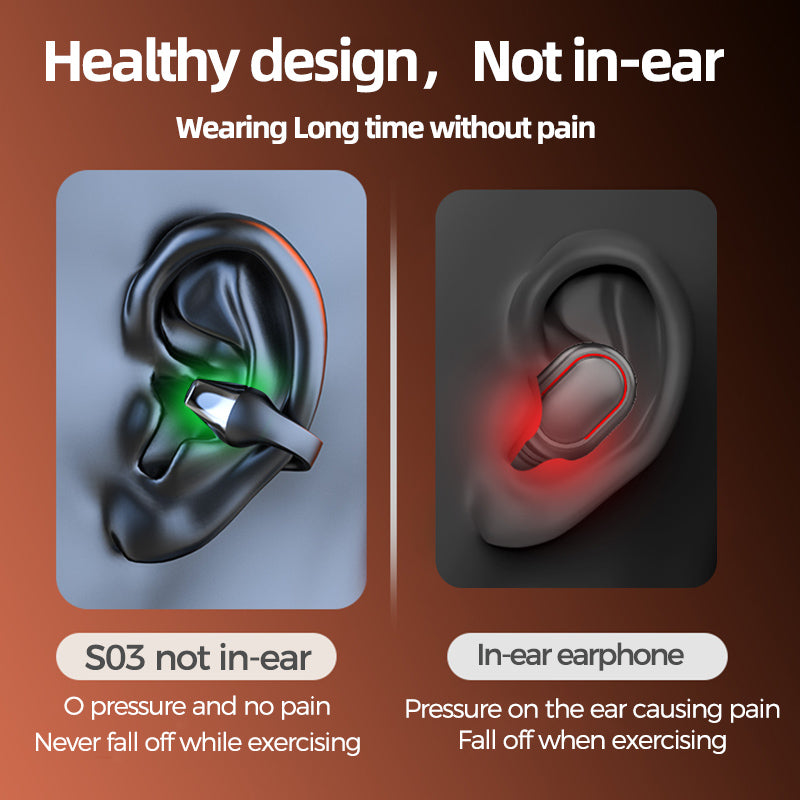 Ear Clip Bone Conduction Headphone Bluetooth-Compatible 5.2 HIFI Wireless Earphone Touch Handsfree Sports Noise Cancelling Headset with Mic
