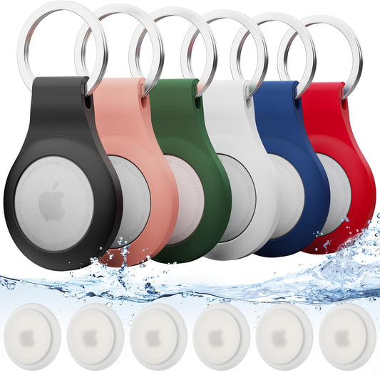 For Airtag Holder Keychain 6 Pack,Waterproof Apple Airtag Case with Key Ring,Silicone Air Tags Keychain for Luggage,Keys,Backpack,Car,Bags,Kids