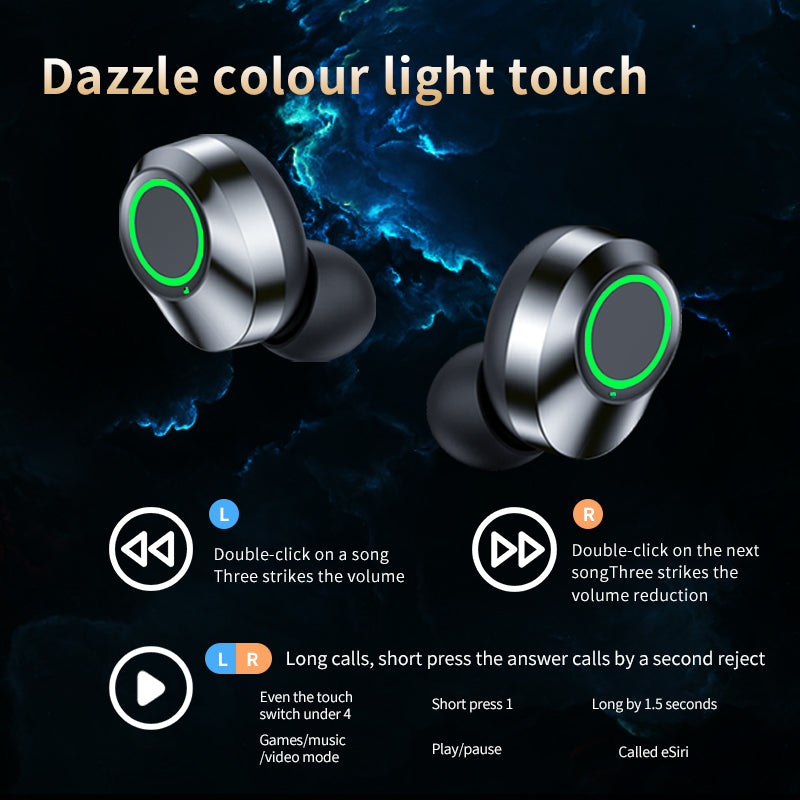 YD03 Wireless Bluetooth-Compatible Headset TWS Large Screen Smart Digital Display in Ear Breathing Light