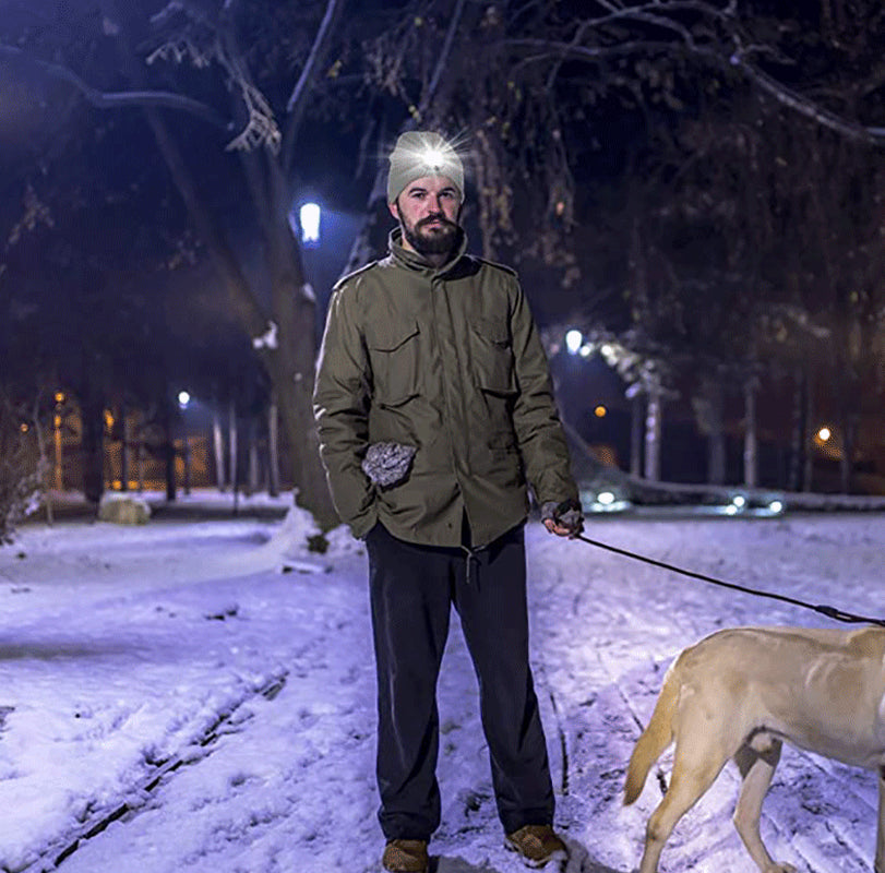 Warm Bluetooth 5.0 LED Hat Wireless Stereo Headset Music Player with MIC for Handsfree Support Dimming Rechargeable